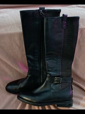 Cole Haan Clover Stretch W24816 Black Knee High Riding Boots Women's Size 9B